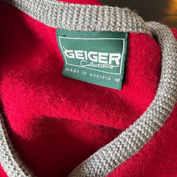 Vintage Y2K Geiger Collections Red and Gray Wool Goat Coat Size XL - Picture 6 of 8